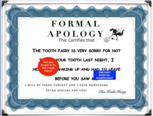 Letter from the Tooth Fairy Can’T Take Your Tooth